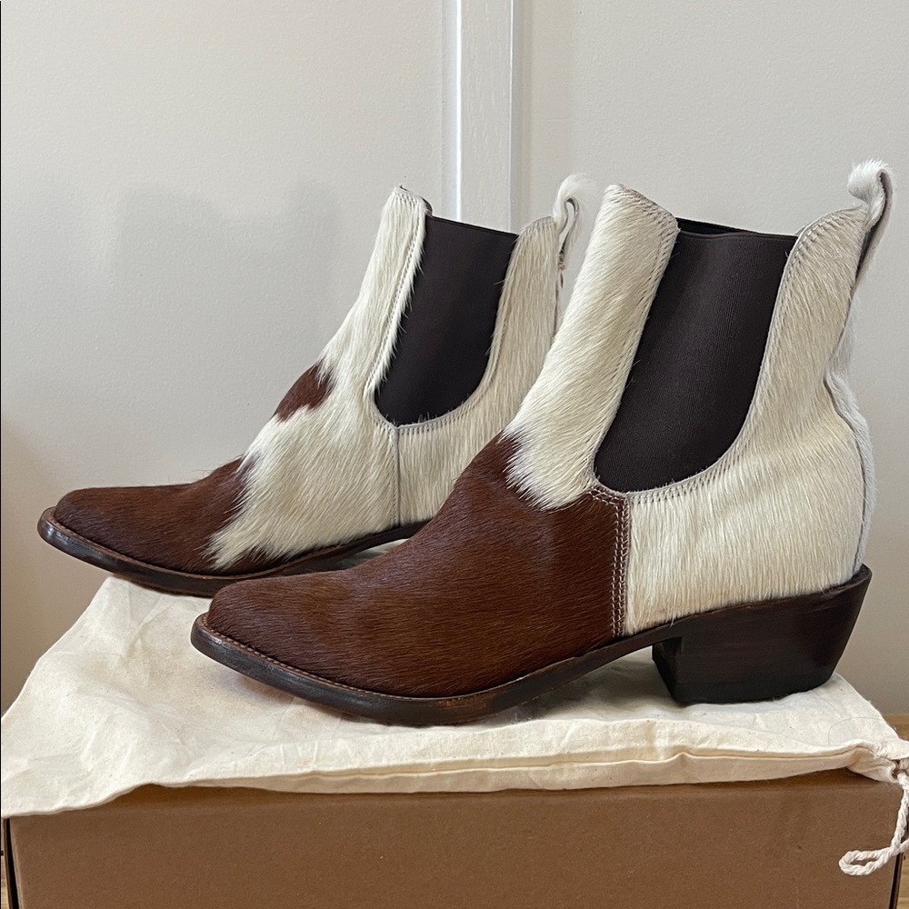 Ralph Lauren Double RL Women's Brown and Cream Ankle Boots Size 9 NWT - Picture 4 of 8